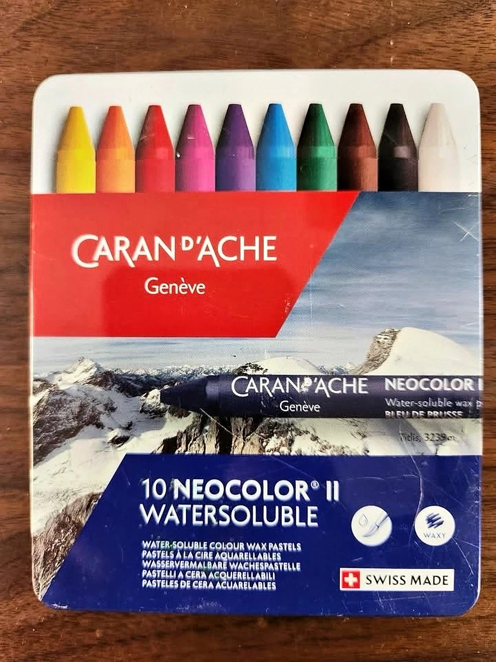 Caran d'Ache Neocolor II Watersoluble Pastels Set of 10-Color Water-Soluble Wax